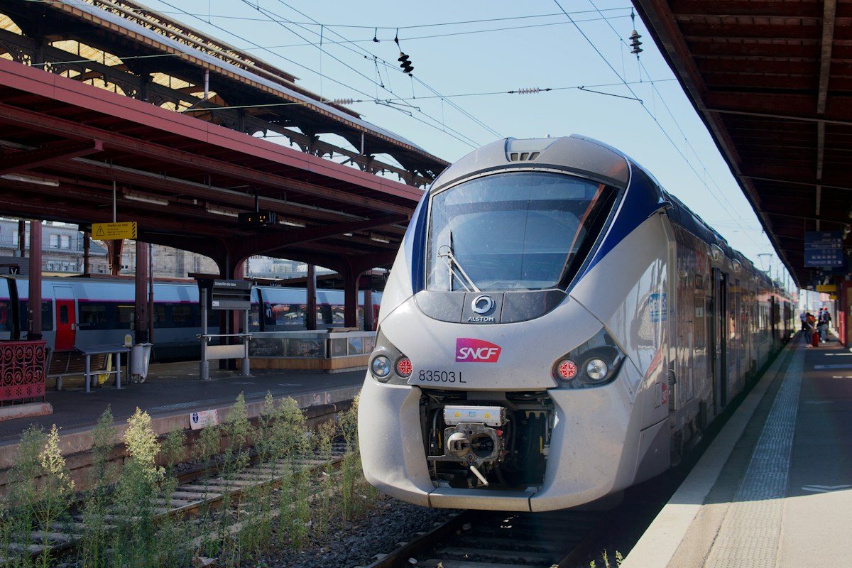 Train at a railway station